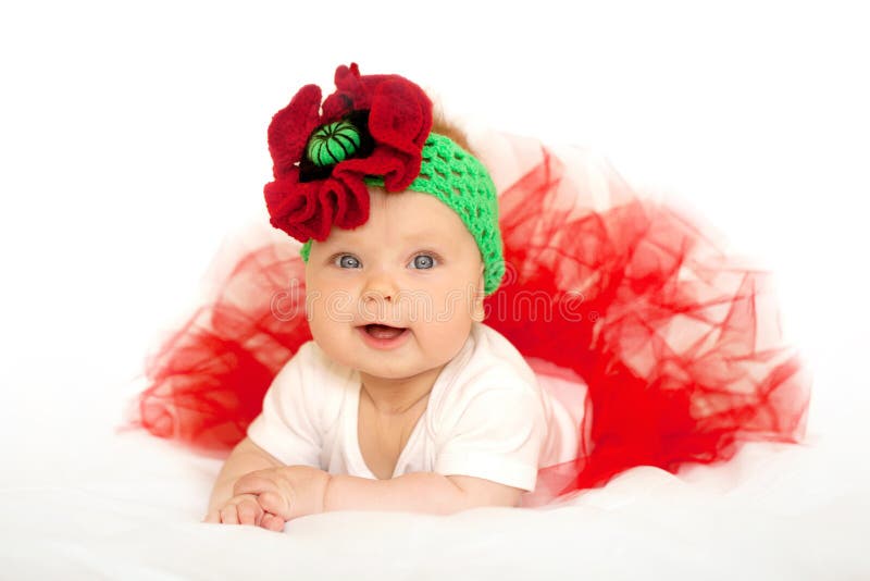 Cute Tiny Newborn Baby Princess On Stock Photo 1174002703