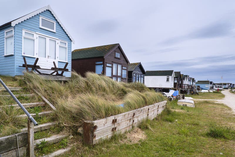 Lovely Beach Huts On Sand Dunes And Beach Landscape Stock Image Image