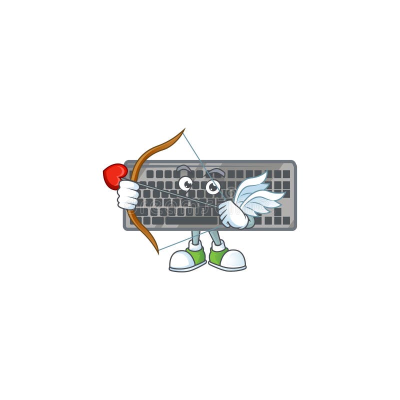 A lovely black keyboard Cupid with arrow and wings royalty free illustration
