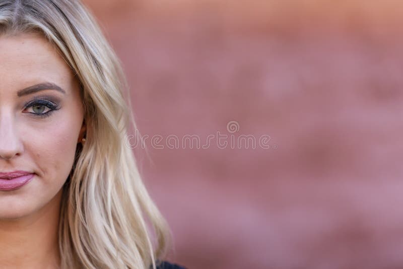 A Lovely Blonde Model Enjoys An Autumn Day Outdoors In A Small Town Stock Image Image Of