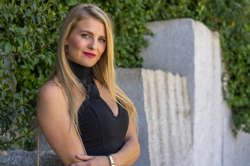 A Lovely Blonde Model Enjoys A Summers Day Outdoors At The Park Stock Image Image Of Female