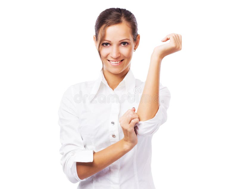 Lovely businesswoman in white shirt