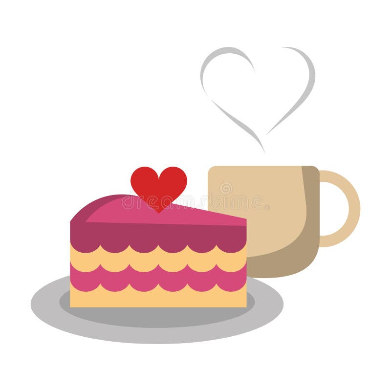 Lovely cake and coffee mug stock vector. Illustration of vector - 139980602