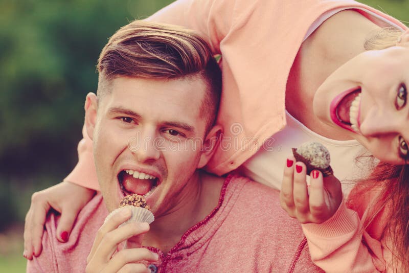 Lovely Couple Eating Cupcakes Stock Image Image Of Cake Meal 71645803