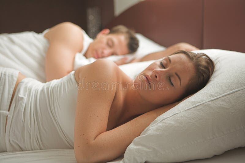 Lovely couple is sleeping in the morning