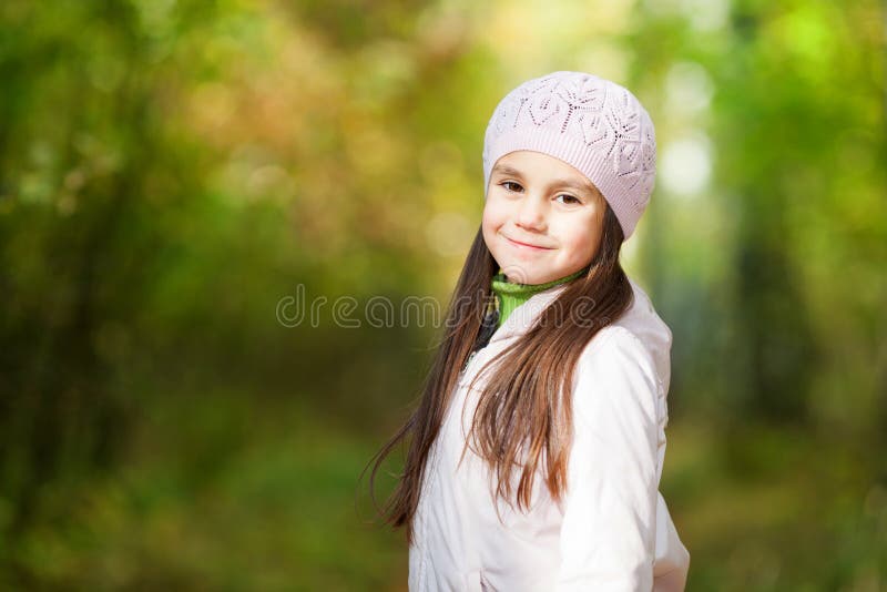 Lovely Girl in a Beret in the Forest Stock Image Image of colors
