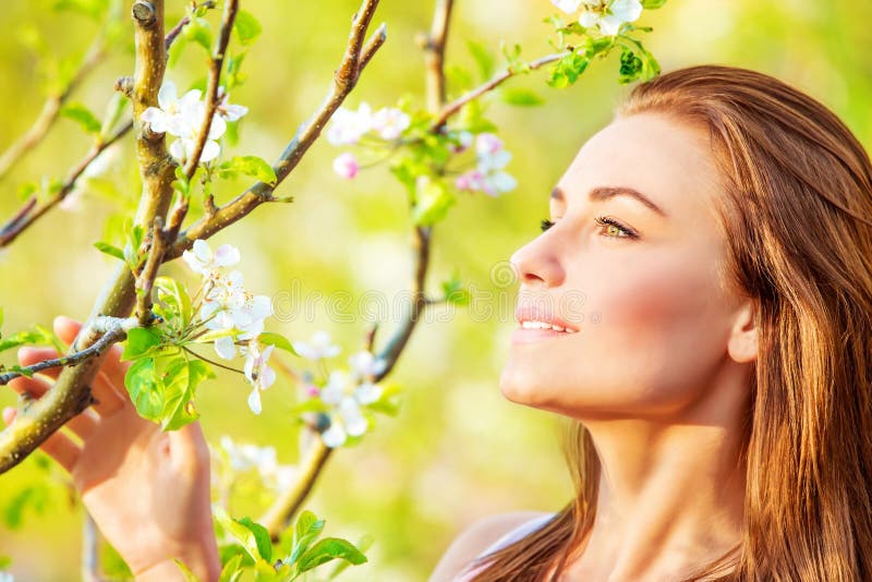 Lovely girl in spring park