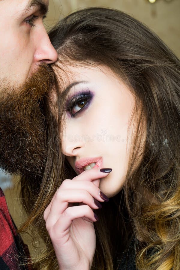 Lovely Happy Couple. Romantic Beautiful Woman and Handsome Man. Bearded Boy  and Girl Together Stock Image - Image of portrait, girlfriend: 157254031