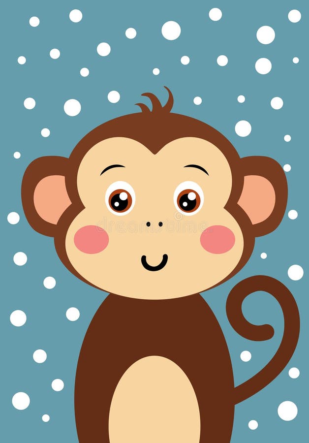 Lovely illustration with cute monkey stock illustration