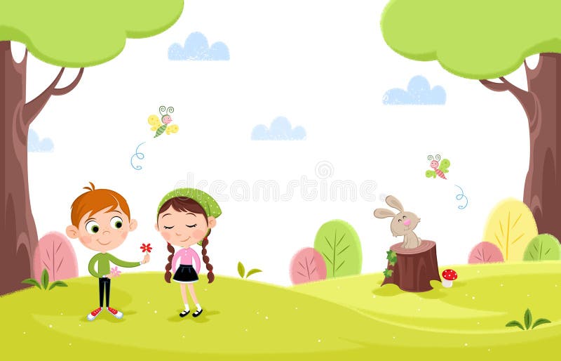 Spring Time - Cute Little Kids in the Garden Stock Illustration - Illustration of cards, bunny: 114064365 Spring Time - Cute Little Kids in the Garden Stock Illustration - Illustration of cards, bunny: 114064365