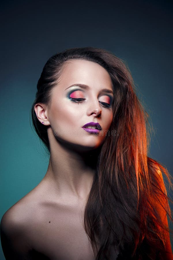 Lovely Makeup on Face Beautiful Girl Stock Image Image of young, glamour 74906881