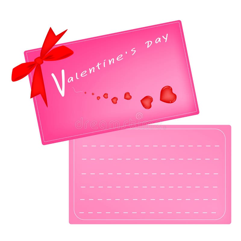 Lovely Pink Valentine Card with Red Ribbon. Love Concept of Beautiful Pink Valentine Cards with Red Bows and Ribbon for Send to Someone Special, Copy Space for royalty free illustration Lovely Pink Valentine Card with Red Ribbon. Love Concept of Beautiful Pink Valentine Cards with Red Bows and Ribbon for Send to Someone Special, Copy Space for royalty free illustration