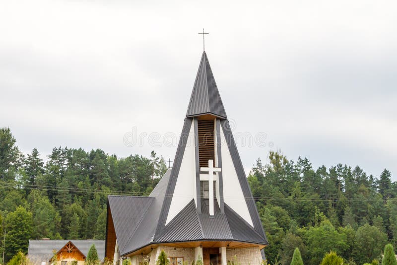 Lovely pointed rooftop of rustic village church