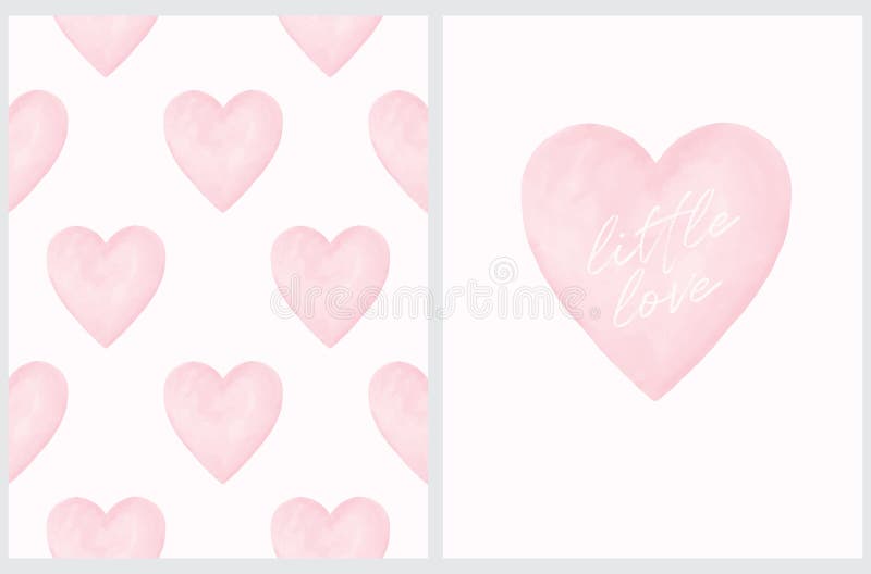 Lovely Romantic Print for Card, Wall Art, Poster. Watercolor Style Simple Valentine`s Day Card and Pattern. Lovely Romantic Print for Card, Wall Art, Poster. Watercolor Style Simple Valentine`s Day Card and Pattern.