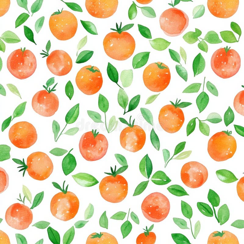 A lovely seamless pattern showcasing fresh watercolor oranges, leaves, and flowers in a bright Mediterranean style. Seamless pattern bright oranges stock images, royalty-free photos and pictures
