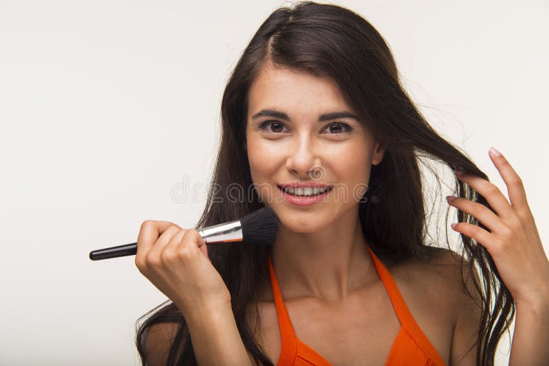 The Woman in Orange Shirt with Microphone. Stock Image - Image of jazz ...