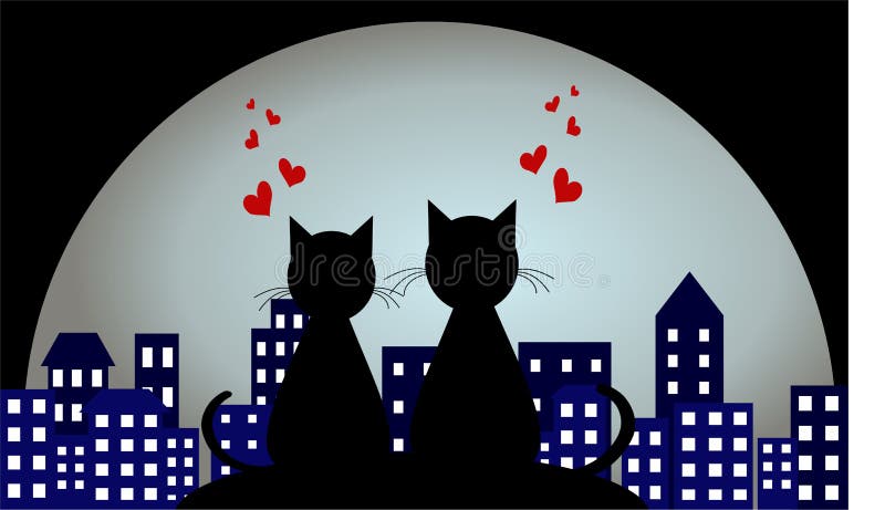 Two cats sitting on fence with tails in shape of heart PNG, SVG