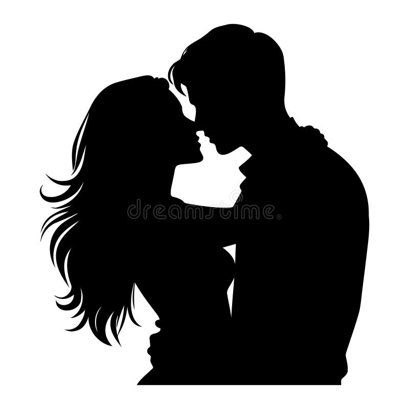 Couple lovers silhouette stock vector. Illustration