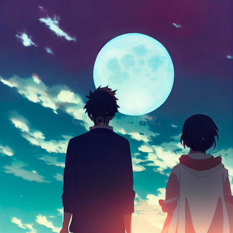 Lovers & Moon Dark Anime Wallpaper - Anime Aesthetic Wallpaper