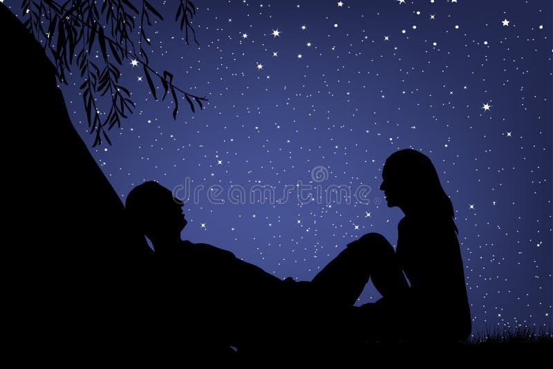 Lovers in night stock vector. Illustration of date, love 18061670