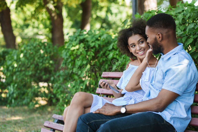 Loving African American Couple Chatting in Coffee Shop at Lunchtime ...