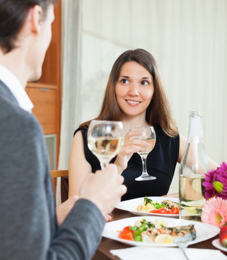 Loving Couple Romantic Dinner Stock Photo - Image of champagne, dinner