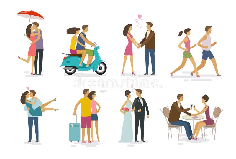 Loving couple, set of icons. Family, love concept. Cartoon vector illustration stock illustration Loving couple, set of icons. Family, love concept. Cartoon vector illustration stock illustration
