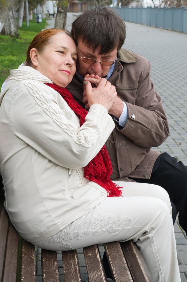 Loving couple in the winter.