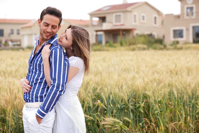 Loving couple, woman hugging her boyfriend