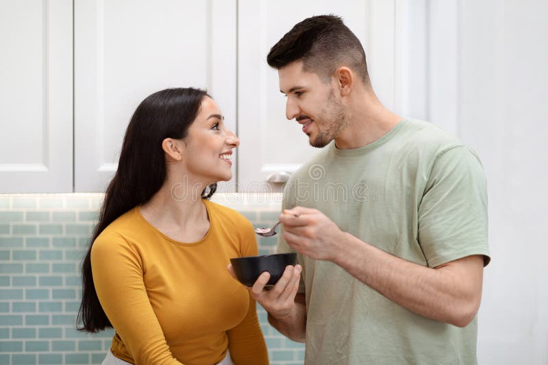 Loving Husband Taking Care Of His Beautiful Pregnant Wife Stock Image