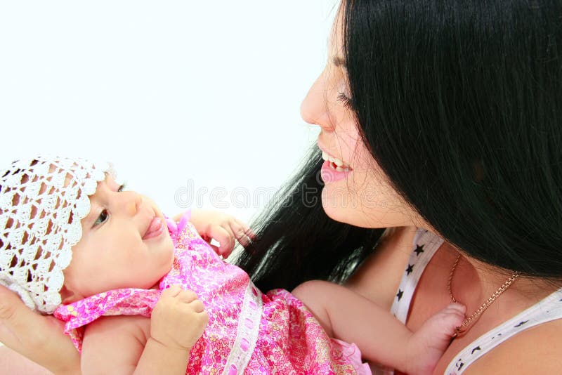 Loving mother and baby daughter