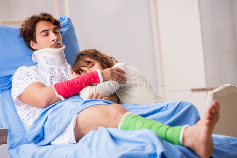 The Loving Wife Looking after Injured Husband in Hospital Stock Image ...