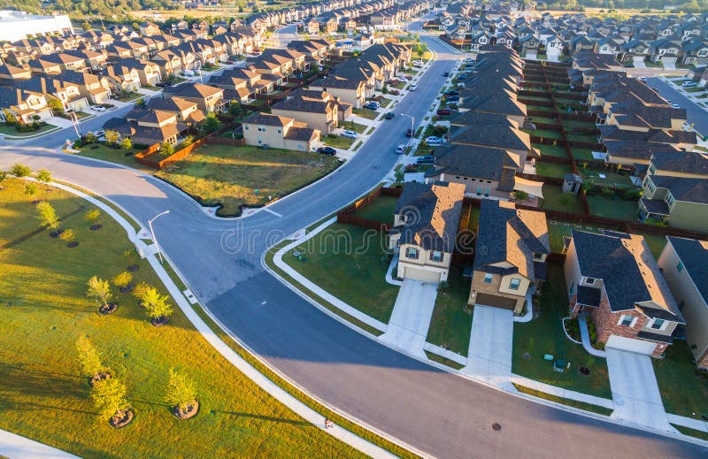 Low angle Modern Curves Summer landscape Patterns of Architecture Sunset Suburban Homes North of Austin near Round Rock