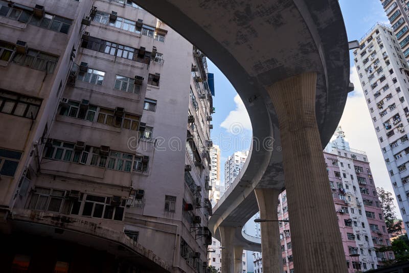Low-angle Shot of the Hill Road in Shek Tong Tsui, Sai Wan, Hong Kong