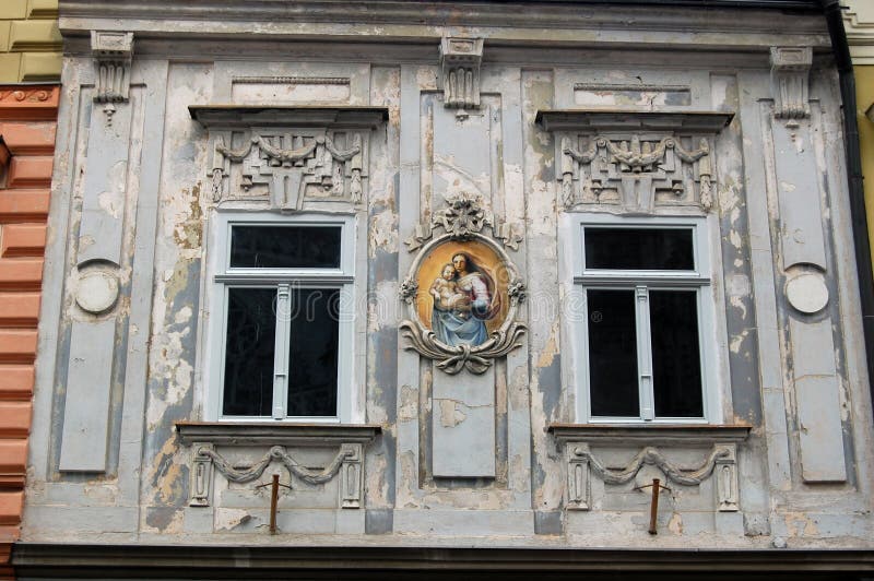 Low angle view of beautiful colorful painting on wall of building