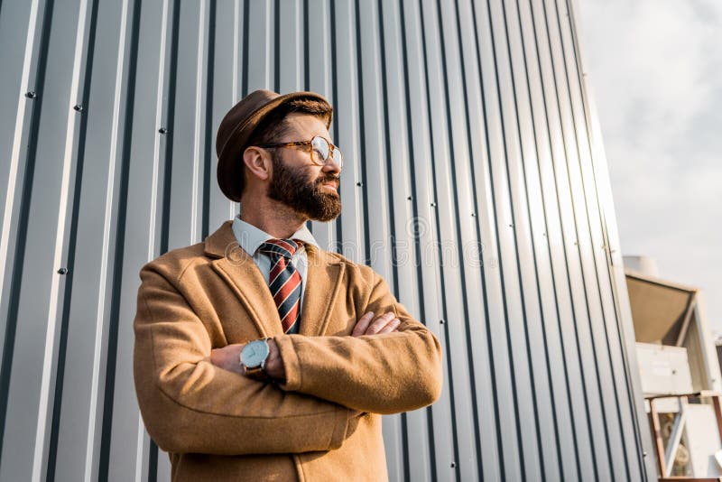 Low Angle View of Businessman Standing Stock Photo - Image of beige ...