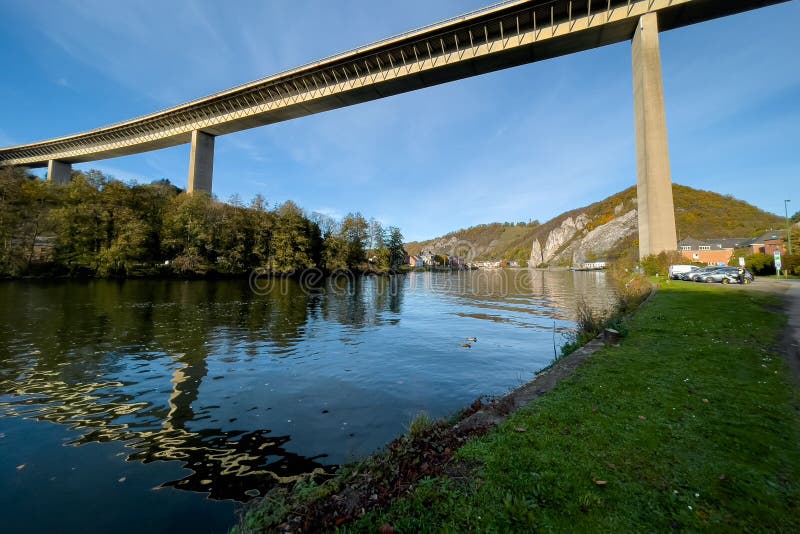 Low Angle View of the Charlemagne Route Bridge in Dinant Stock Image