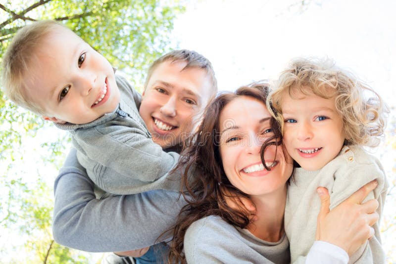 Low angle view of happy family