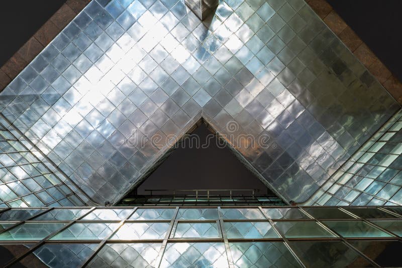 Low-angle View of a Modern Building S Exterior Walls with a Triangular ...