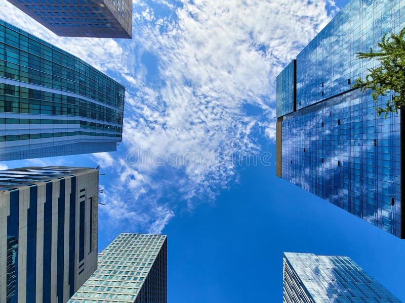 Low Angle View of Modern Office Buildings in Seoul Stock Image Image