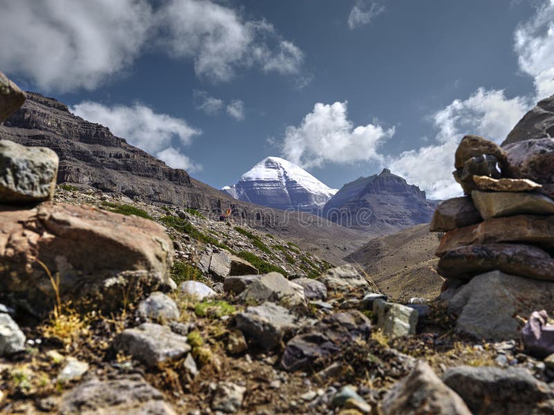 Low angle view of muont kailash stock image