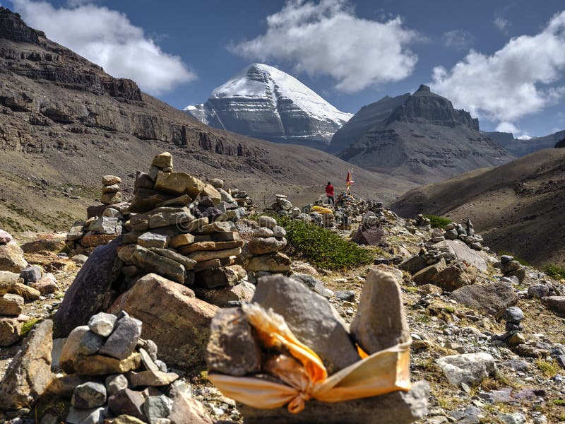 Low angle view of muont kailash stock photography
