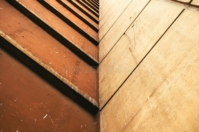 Low angle view of an old concrete building made in brutalist architectural style stock images