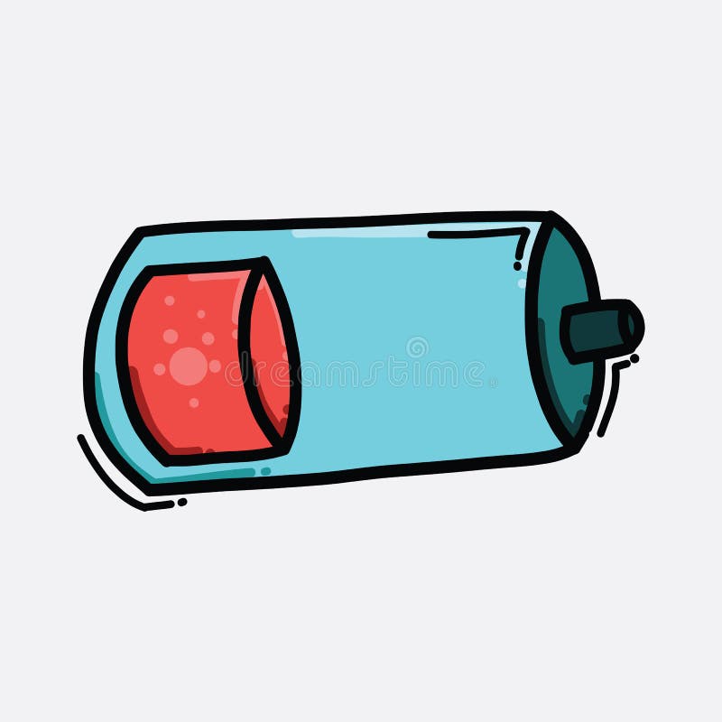 Low Battery Color Vector Icon. Drawing Sketch Illustration Hand Drawn