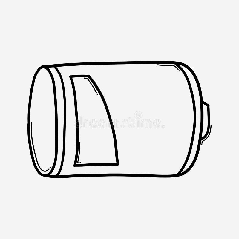 Low Battery Doodle Vector Icon. Drawing Sketch Illustration Hand Drawn