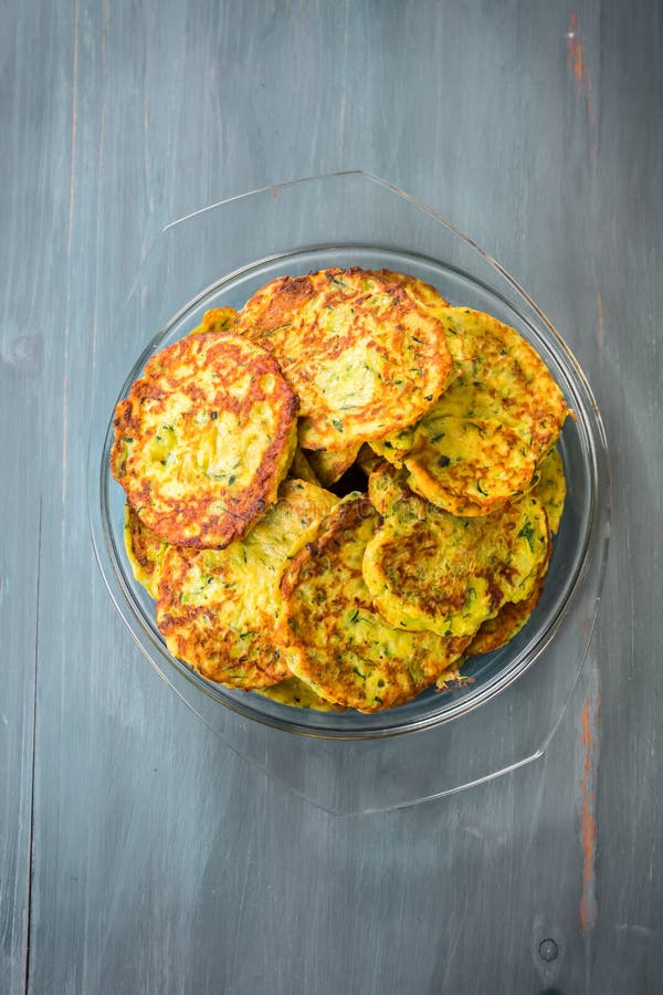 Low Carb Zucchini Pancakes with Curry and Herbs Stock Image Image of