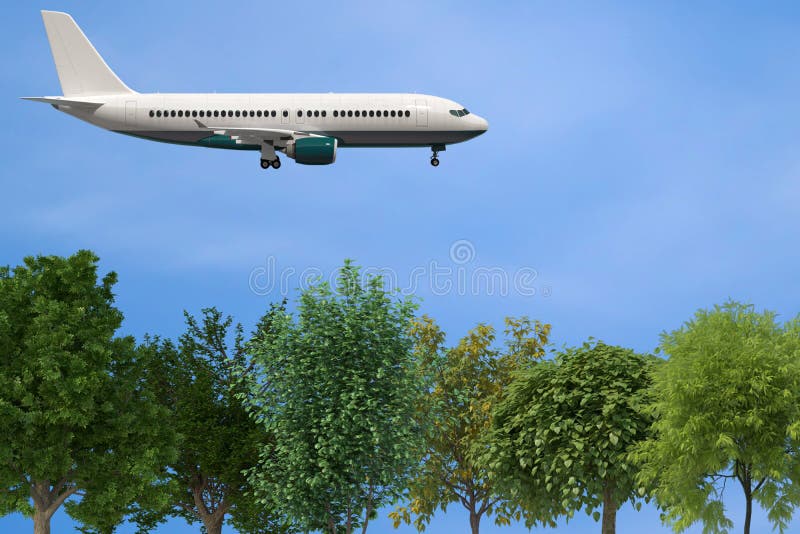 Low Flying Airplane Over Trees Stock Photo Image of speed, aircraft