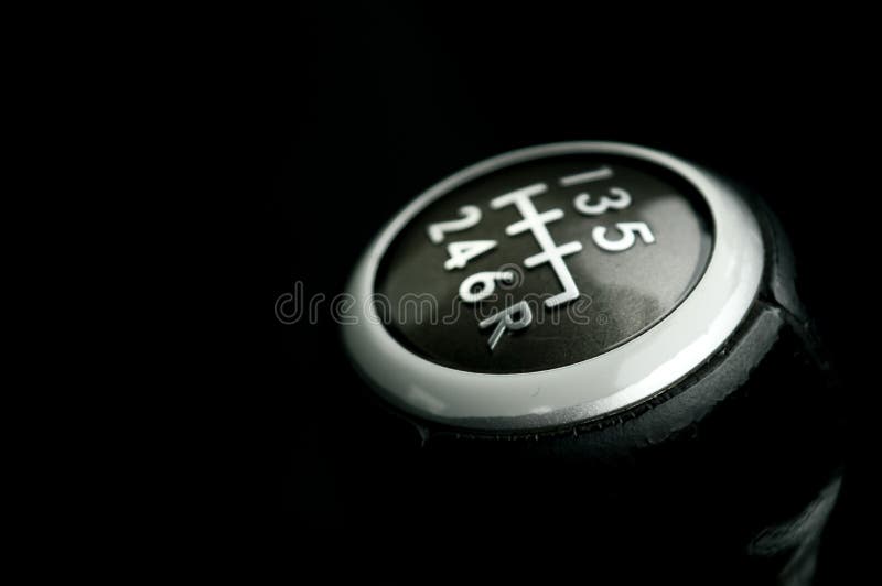 Manual Stick Shift on a Black Background Stock Image - Image of