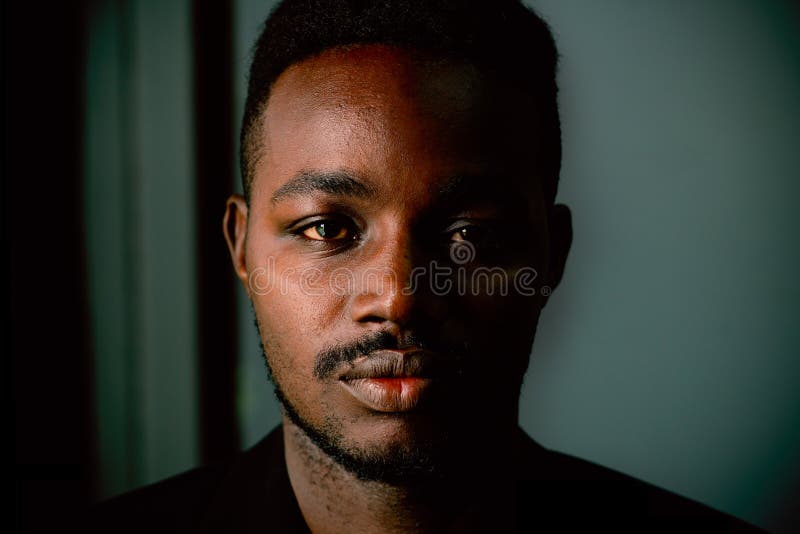 Low Key Portrait of African Sad Man Stock Photo - Image of expression ...