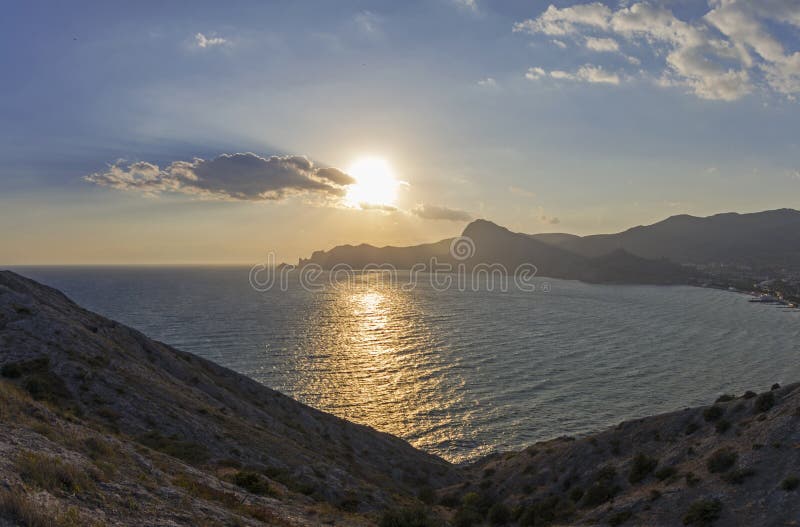 Late Afternoon Sun Over The Horizon. Crimea, September. Stock Image